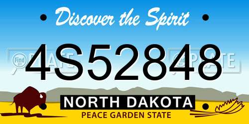 4S52848 North Dakota License Plate