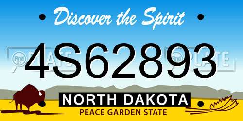 4S62893 North Dakota License Plate