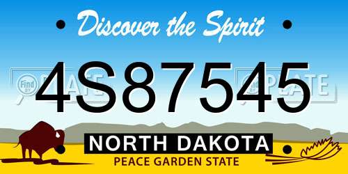 4S87545 North Dakota License Plate