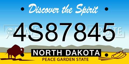 4S87845 North Dakota License Plate
