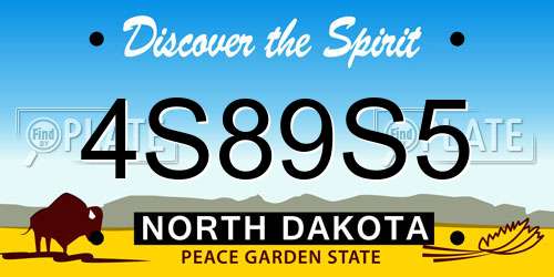 4S89S5 North Dakota License Plate