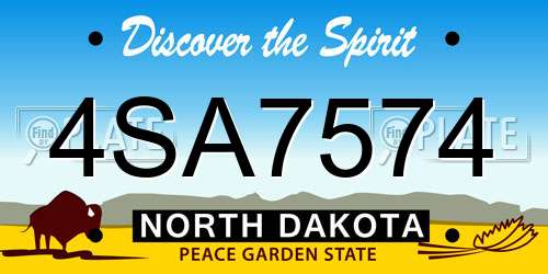 4SA7574 North Dakota License Plate