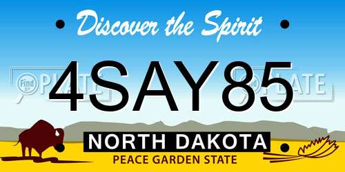 4SAY85 North Dakota License Plate