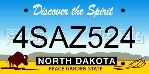 4SAZ524 North Dakota License Plate