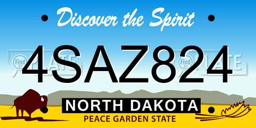 4SAZ824 North Dakota License Plate
