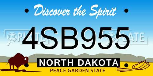 4SB955 North Dakota License Plate