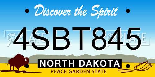 4SBT845 North Dakota License Plate