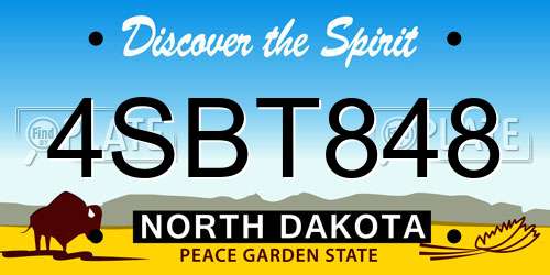 4SBT848 North Dakota License Plate