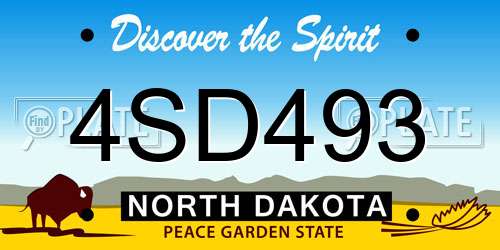 4SD493 North Dakota License Plate