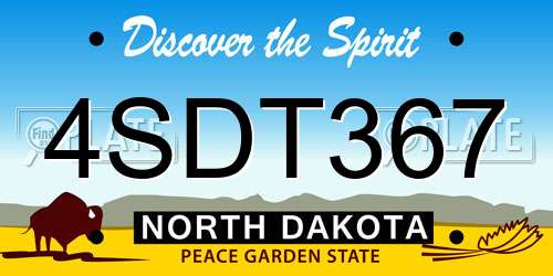 4SDT367 North Dakota License Plate
