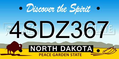 4SDZ367 North Dakota License Plate