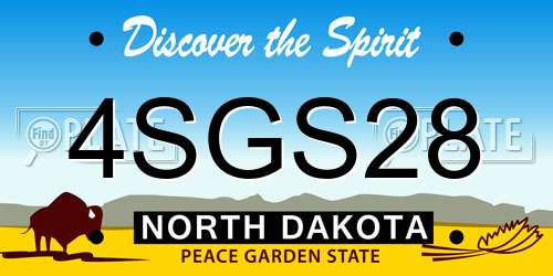 4SGS28 North Dakota License Plate