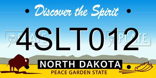 4SLT012 North Dakota License Plate
