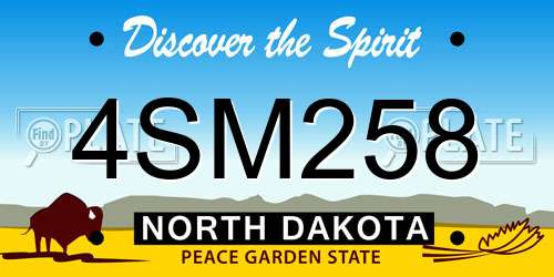 4SM258 North Dakota License Plate