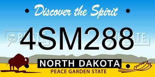 4SM288 North Dakota License Plate