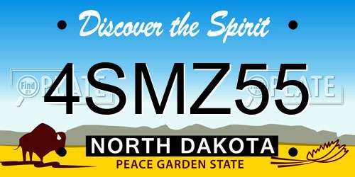 4SMZ55 North Dakota License Plate