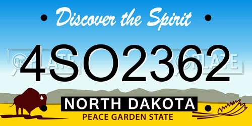 4SO2362 North Dakota License Plate