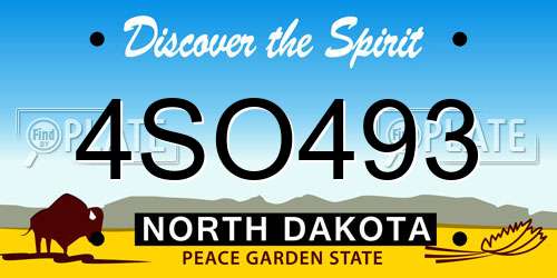 4SO493 North Dakota License Plate
