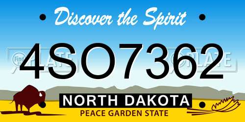 4SO7362 North Dakota License Plate