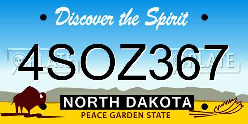 4SOZ367 North Dakota License Plate