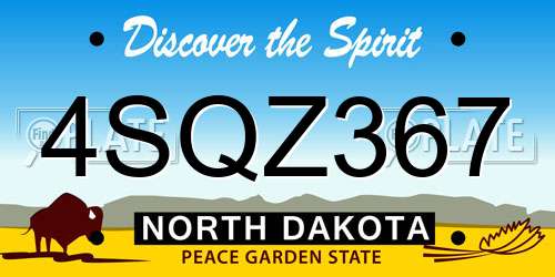 4SQZ367 North Dakota License Plate