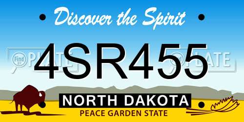 4SR455 North Dakota License Plate
