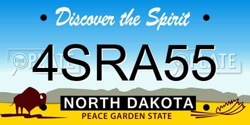 4SRA55 North Dakota License Plate