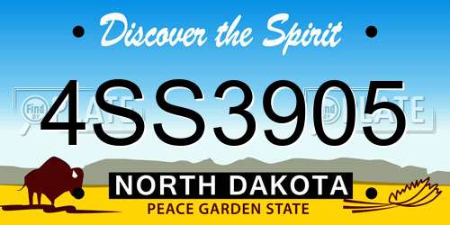 4SS3905 North Dakota License Plate