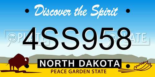 4SS958 North Dakota License Plate