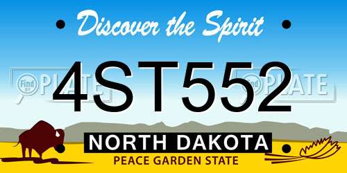 4ST552 North Dakota License Plate