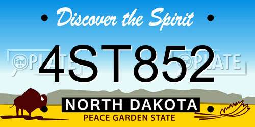 4ST852 North Dakota License Plate