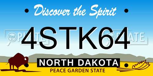 4STK64 North Dakota License Plate