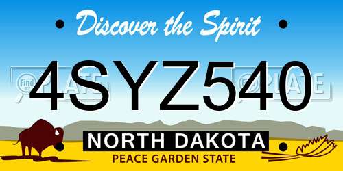 4SYZ540 North Dakota License Plate