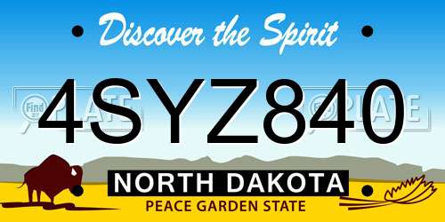 4SYZ840 North Dakota License Plate