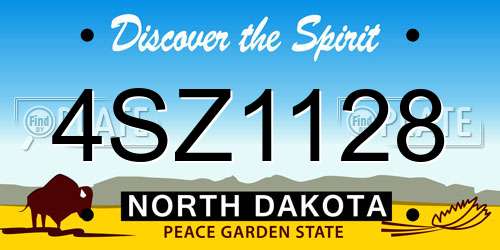 4SZ1128 North Dakota License Plate