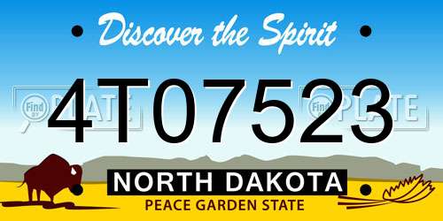 4T07523 North Dakota License Plate