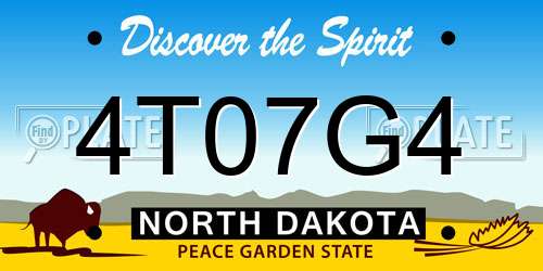 4T07G4 North Dakota License Plate