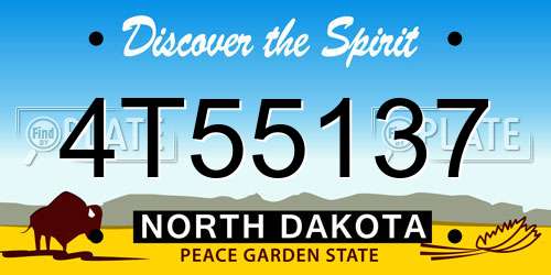 4T55137 North Dakota License Plate