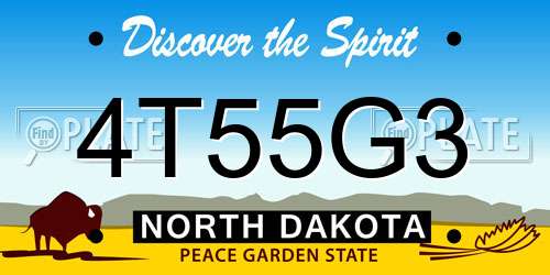 4T55G3 North Dakota License Plate