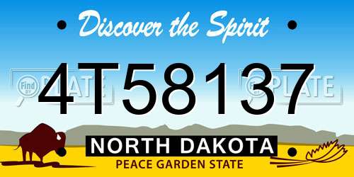 4T58137 North Dakota License Plate