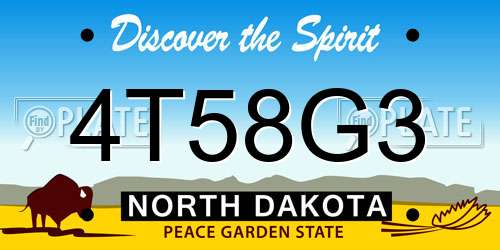 4T58G3 North Dakota License Plate