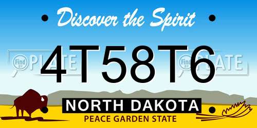 4T58T6 North Dakota License Plate