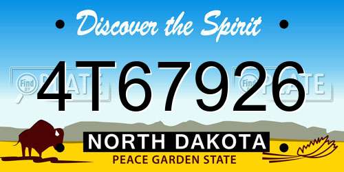 4T67926 North Dakota License Plate