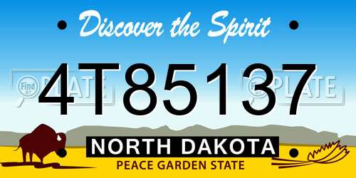 4T85137 North Dakota License Plate