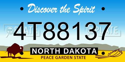 4T88137 North Dakota License Plate