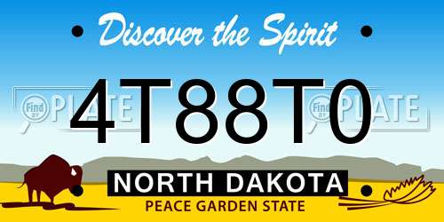 4T88T0 North Dakota License Plate