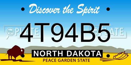 4T94B5 North Dakota License Plate