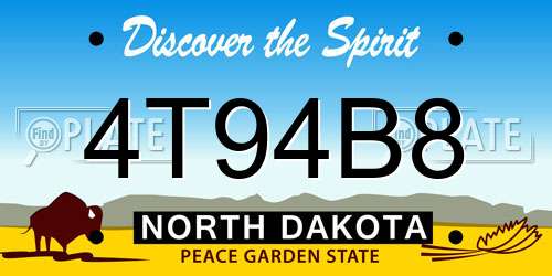 4T94B8 North Dakota License Plate