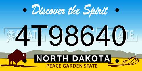 4T98640 North Dakota License Plate