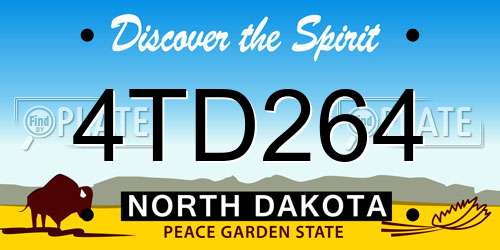 4TD264 North Dakota License Plate